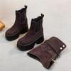 Брюки Сапоги Женская обувь Осень Зима Новинка Двухсекционные съемные короткие сапоги для женщин Модные сапоги на платформе Botas