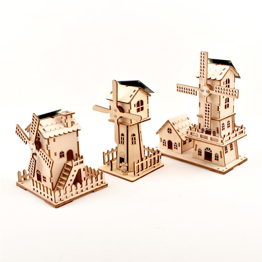 3D пазл Солнечная ветряная мельница Игрушка Научная игрушка Сделай сам Физический образовательный набор для ребенка Модель Технология солнечной энергии Эксперимент STEM-набор