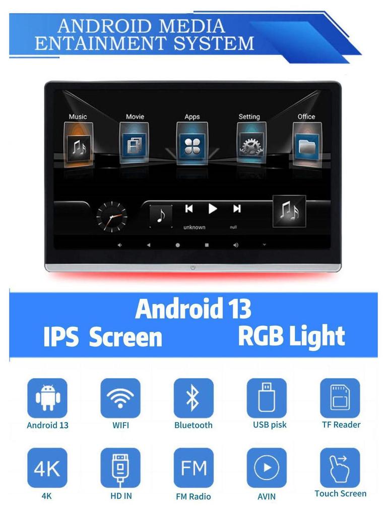 14-дюймовый Android-монитор для подголовника - Внешний дисплей