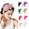 Formal Dress Feathers Mesh Headband Retro Fascinator Headdress  Masquerade Party