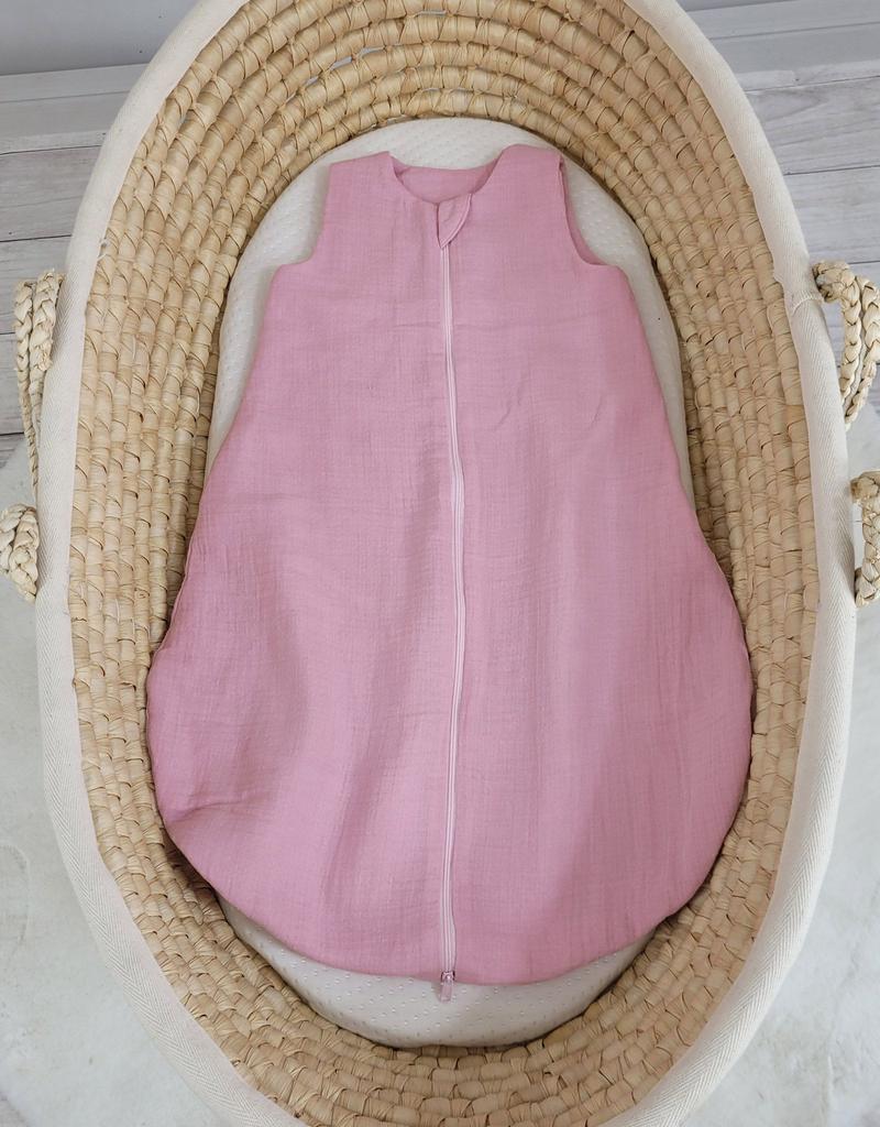 Rounded muslin sleeping bag for children S 0-6 months summer TOG 1.0 - pastel pink