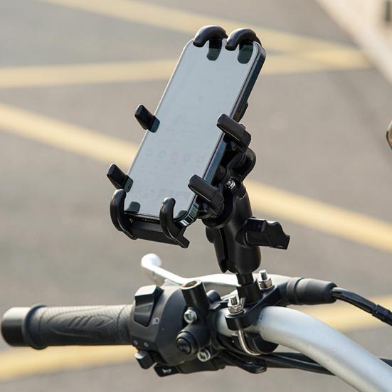 Motorcycle Phone Holder Adjustable Shock Absorption One Hand Operation Universal Bicycle Handlebar GPS Phone Holder Bicycle Supplies
