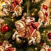 Праздничные подвесные украшения Санта Клаус верхом на лошади Рождественский орнамент, Акриловый кулон со шнурком, Праздничные принадлежности для вечеринки Украшение для елки для гостиной