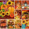 5D Diy Diamond Painting Flower Pumpkin Cross Stitch Kit Round Embroidery Mosaic Art Picture Rhinestone Halloween Gift