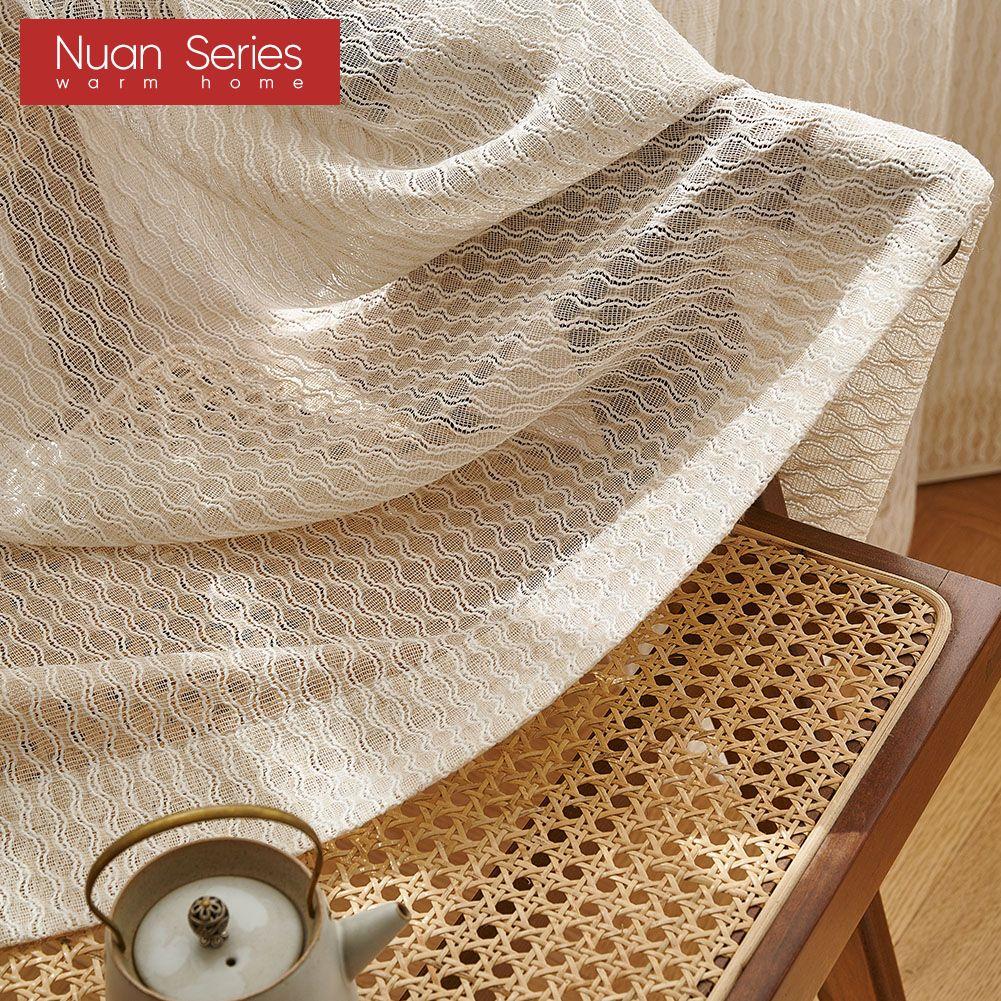 1 предмет, прозрачная занавеска кремового цвета, полупрозрачная тюль, занавеска для спальни, гостиной, серия Nuan