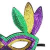 Purple Green Yellow Sequin Mardi Gras Masque Masquerade Venetian Carnival Half Face Masque