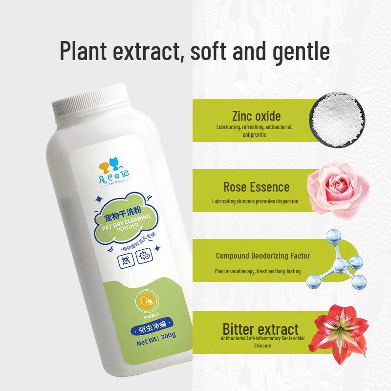 Pet Dry Cleaning Powder & Anti-Itch Deodorizing Dog and Cat Shampoo