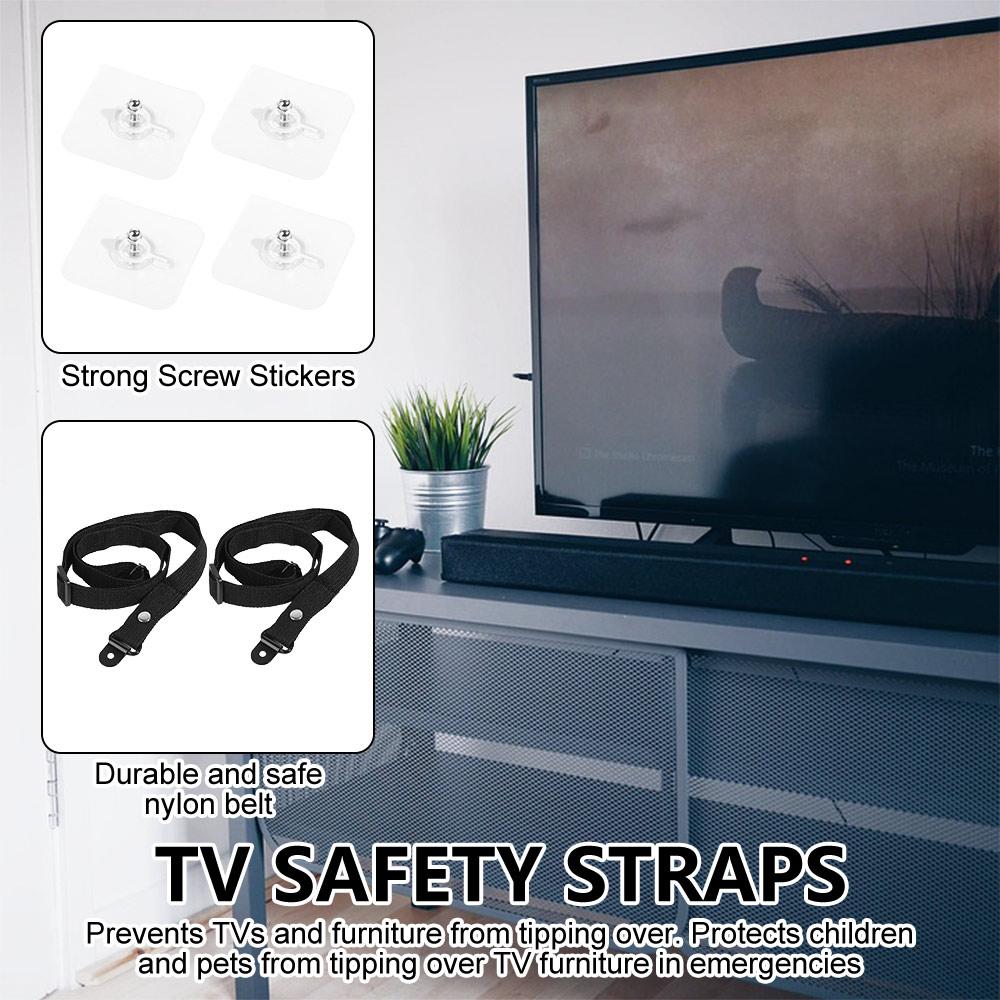 2Pcs Durable Furniture Mounting Strap Kit Anti-Tip TV Harness TV Safety Strap Set for Baby Proofing