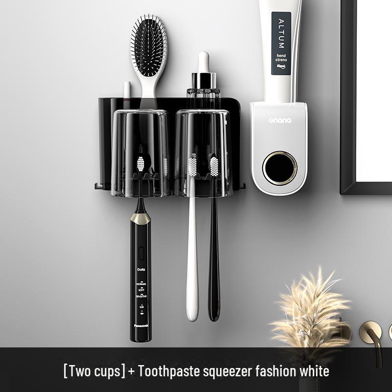 Настенный держатель для зубной щетки и зубной пасты без проколов с чашкой для ополаскивателя полости рта