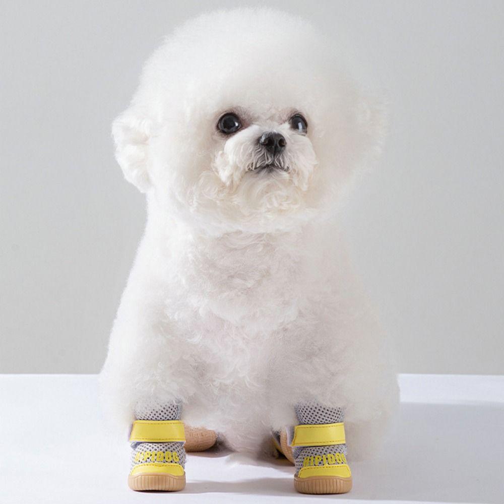 4pcs/set Anti-drop Mesh Dog Shoes Wear-resistant Pet Sneakers Pet Paw Protectors  Spring