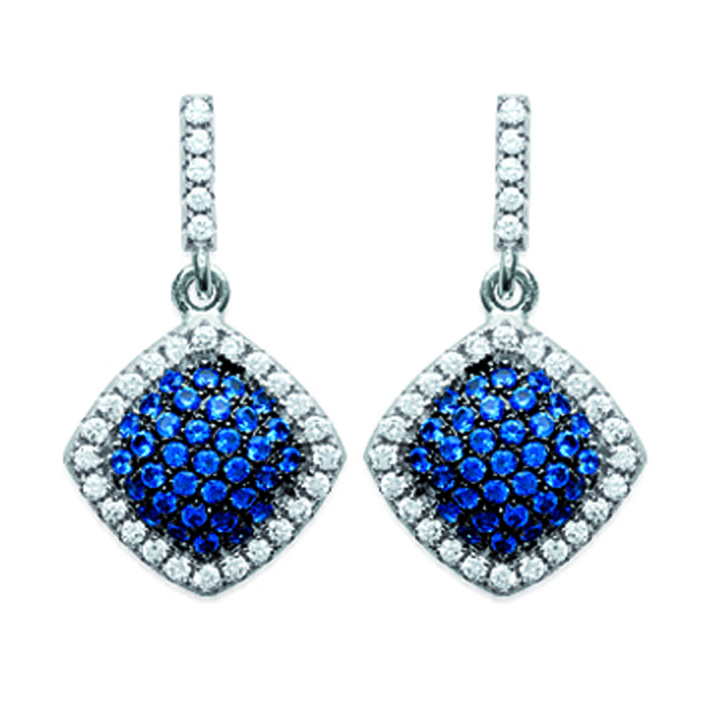 Les Trésors De Lily [L3732] - Silver Earrings 'Sissi' Blue White Silver (rhodium-plated) - 20x9 Mm