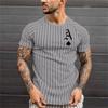 Men's Retro T-shirt Summer Men's 3D Striped Printed Short Sleeved Top