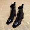 Vintage Thick Heel Women Ankle Boots Fashion Zippers Modern Short Booties Autumn Winter Warm Cotton Office Lady Shoes