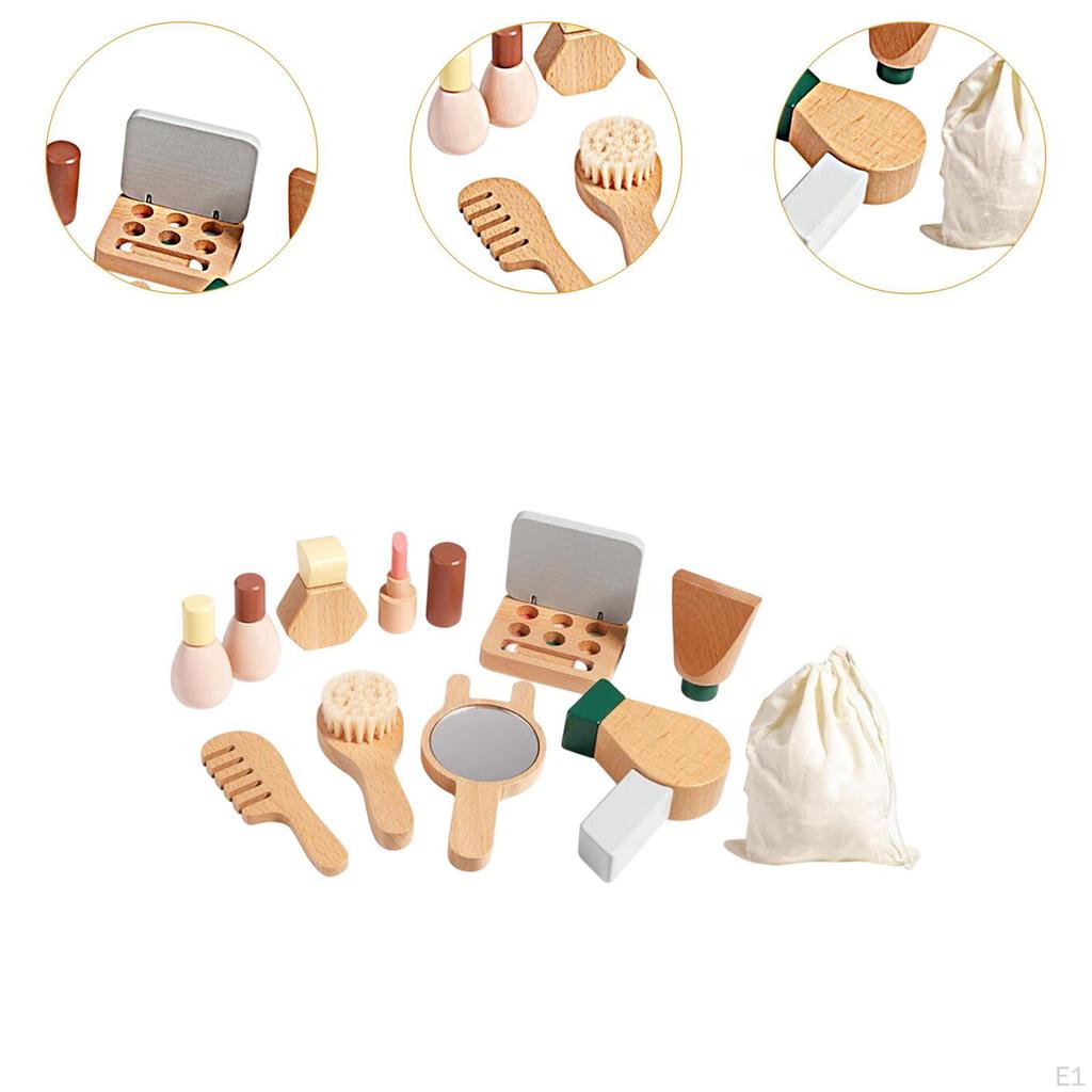 Деревянный набор игрушек для макияжа, игрушки для салона красоты, портативная ролевая игра для девочек