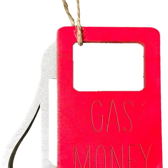 Wooden Gas Can Money Holder Christmas Tree Hanging Gas Money Wallet Cash Envelope Decoration Ornament Pendant Festival Party Wood Money Gift