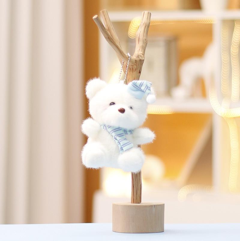 Santa Hat Bear Plush Toy Soft Stuffed Animal Keychain For Holiday Gift