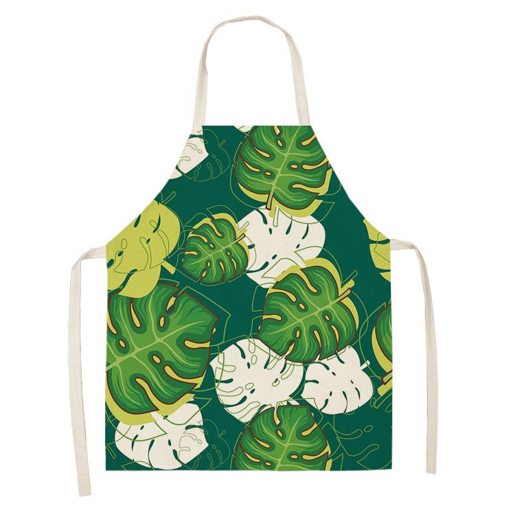 Tropical Plants Kitchen Aprons For Women Home Flower Baking Baking Cafe Cotton Linen Cleaning Aprons 38x47cm