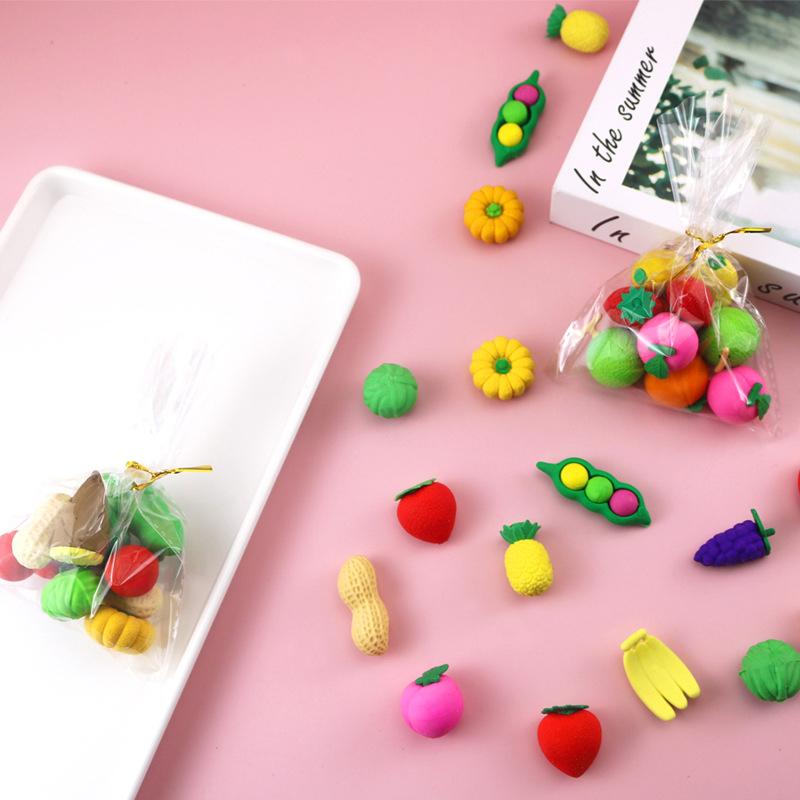 10 шт. мультяшный милый фруктовый резиновый ластик креативная новинка канцелярские принадлежности мультяшный кавайный мини резиновый школьные принадлежности детские подарки