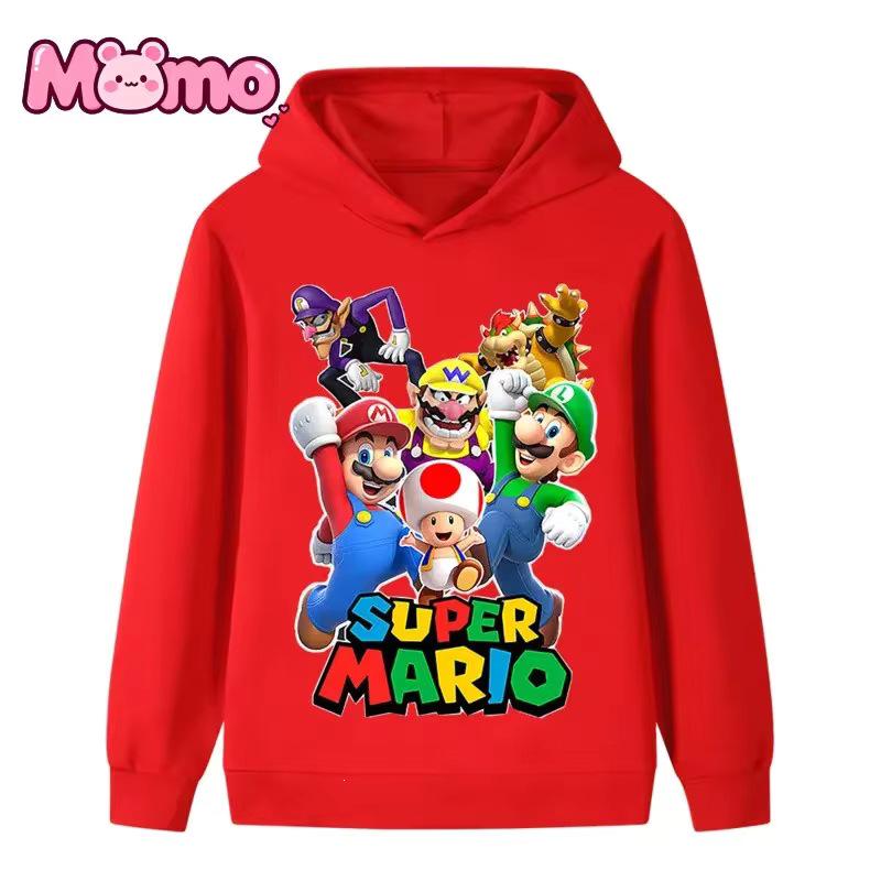 Унисекс Худи Super Mario - Мультяшный Принт, Длинный Рукав, Удобное