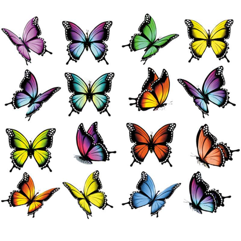 16 шт. / Компл. Красивые наклейки с бабочками для одежды, теплопередача, футболка, сделай сам, наклейки на одежду, в полоску, моющееся железо на заплатках