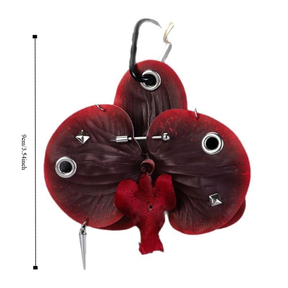 Leaves Phalaenopsis Orchid Keychain Puncture Rivet Bag Pendant  Women Girls
