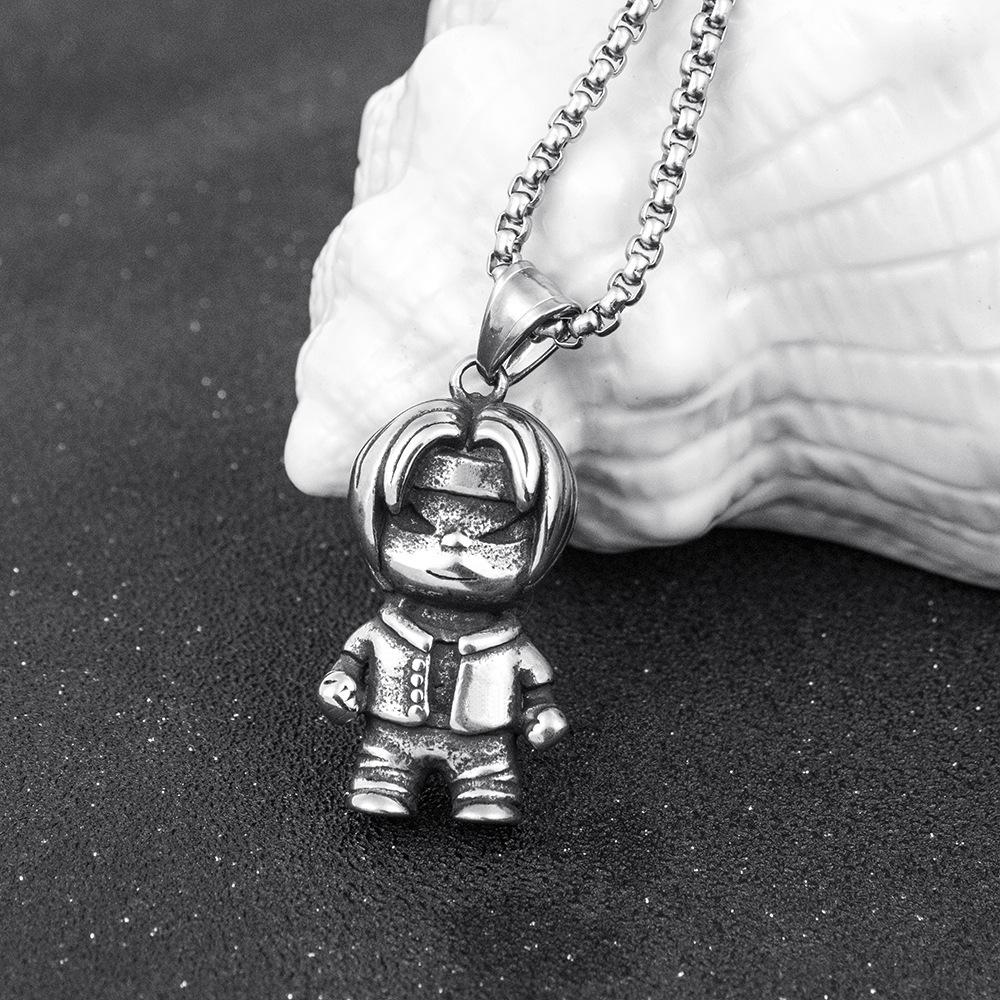 Модное мультяшное ожерелье из титановой стали с персонажем человека-робота для мужчин, японские и корейские украшения