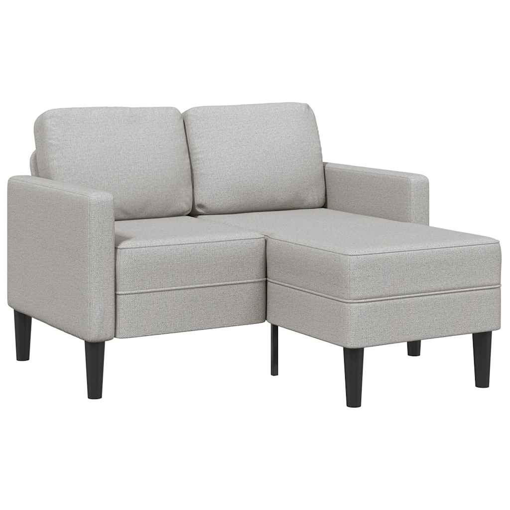 2 Seater L Shaped Sofa with Chaise Longue Cloud Grey 125 cm Fabric