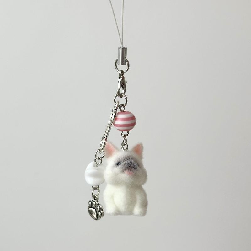 Мультяшный флокированный кулон в виде кошек и собак, брелок для ключей, кольцо для ключей для женщин, девушек, милый кулон для сумки, кавайная цепочка для мобильного телефона, подарки
