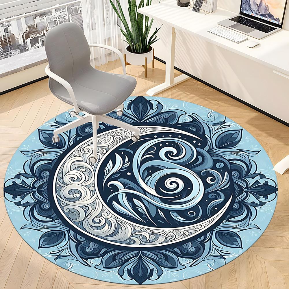 1pc Moon Swirls Office Round Area Rug,  Mat Suitable For Office, Under Office Chairs Bedroom Living Room Home Decor, Room Deco