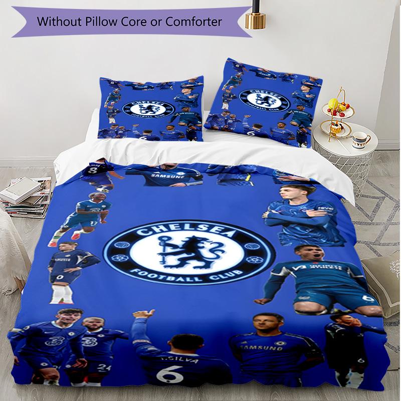 3pcs Duvet Cover Set (1*Duvet Cover + 2*Pillowcase, Without Core), football club F.C Print Soft All‑Season Bedding Set, Home Bedroom Decor Gift