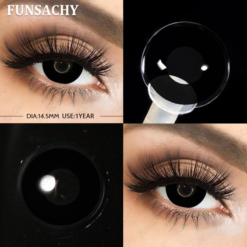 FUNSACHY 2 шт. Косплей Белые Линзы Хэллоуин Цветные Контактные Линзы Сумасшедшие Белые Глазные Контакты Аниме Черный Макияж Вампир Красная Линза