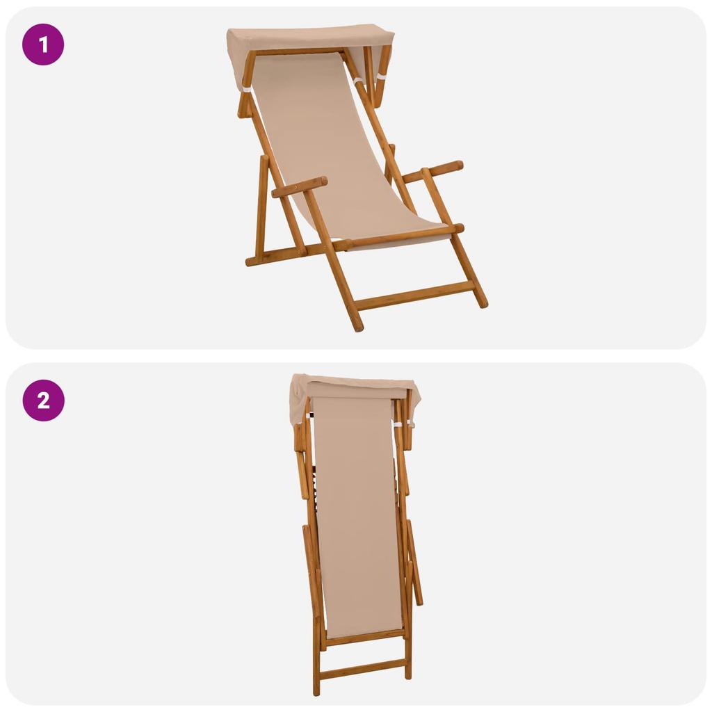 3 Position Lounge Chair Solid Eucalyptus Wood Taupe