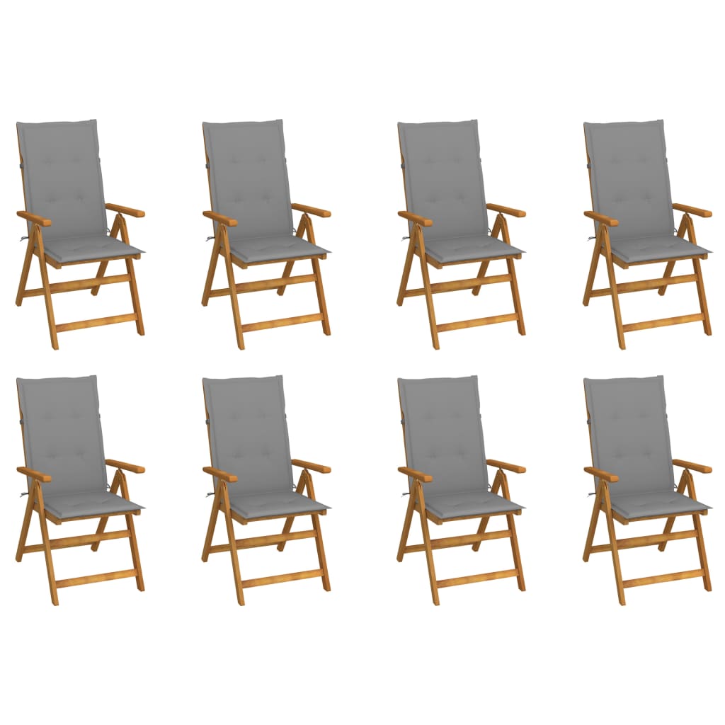 Foldable Garden Chairs with Cushions 8 pcs Solid Acacia Wood