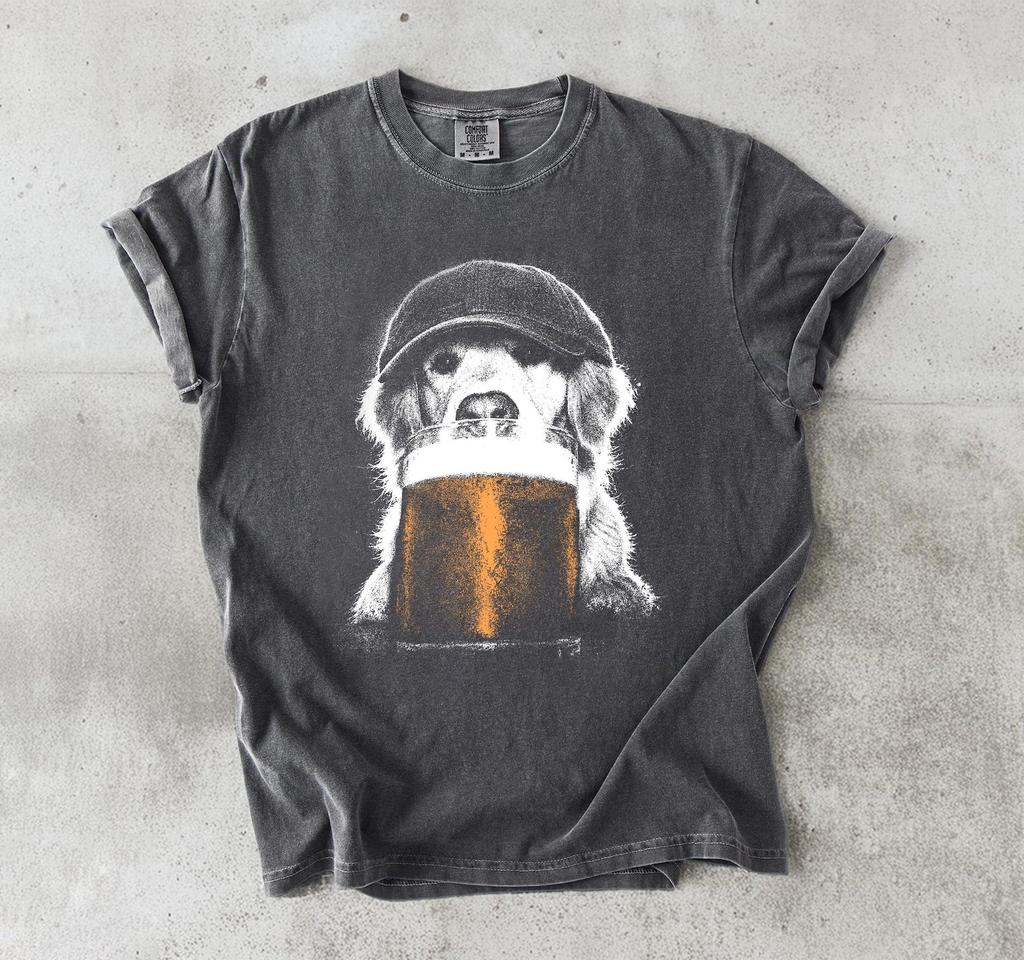 Comfort Colors Golden Retriever Drinking Beer Shirt, Funny Animal Graphic Tee, Silly Novelty Shirt, Dog Meme Tee, Dog Lover Gift