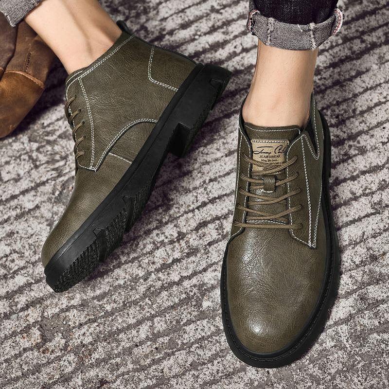 Мужские туфли-оксфорды из натуральной кожи, осенне-зимние мужские ботильоны, теплые меховые ботинки в стиле ретро, удобные мужские ботинки в винтажном стиле для отдыха