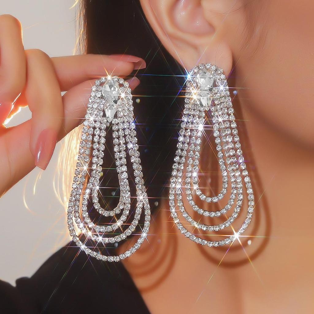 Роскошные клипсы-кисточки со стразами для женщин - Свадебные аксессуары