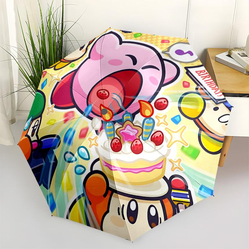 1PC Kirby Party Auto Open/close Folding Portable Umbrella  with 8 Rib Structure for Women/Men, All-Season Use   0901158
