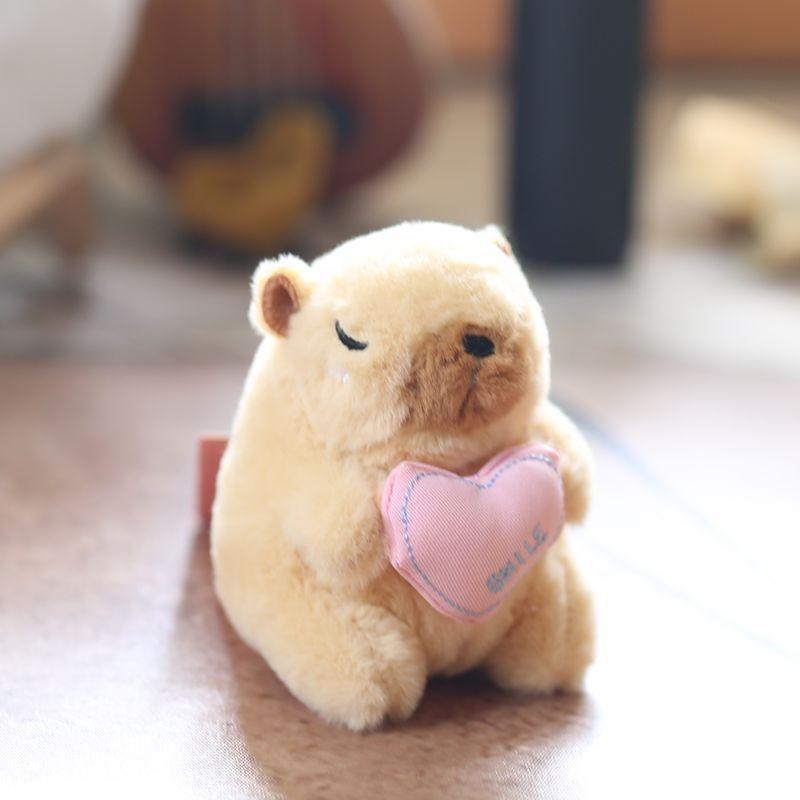 Розовая плюшевая игрушка-брелок Капибара с арбузным узором, детская коллекционная кукла