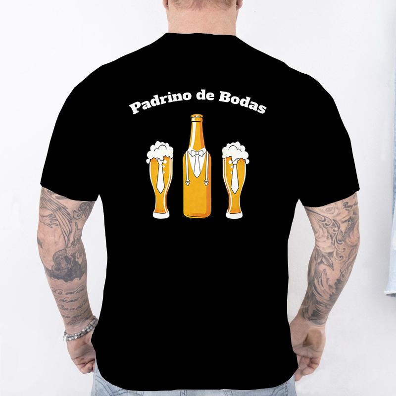 Retro Style Spanish Mens Team Groom Matching Tees Fashion Beer Graphic TShirts Male Wedding Bachelor Party Group Matching Tops