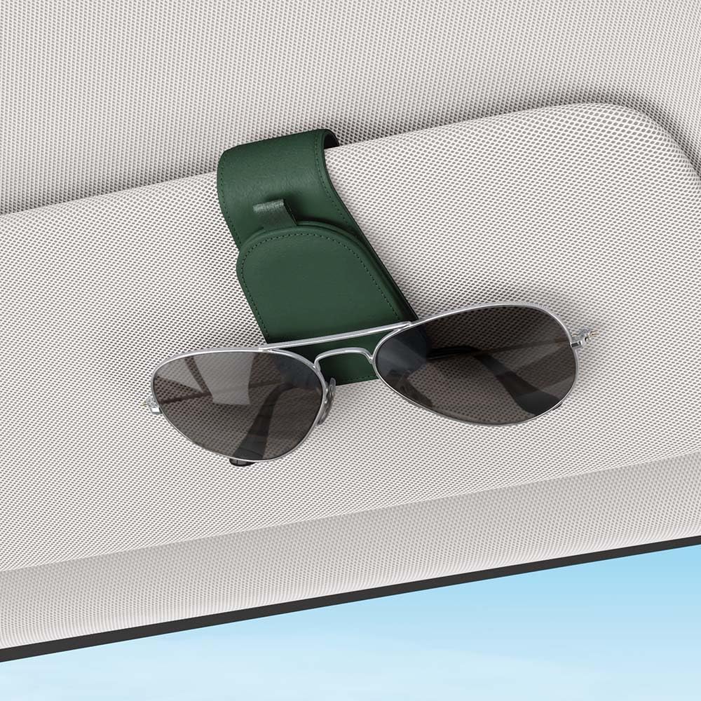Sotfamily Sunglass Holder For Car Visor, Suede Cloth Magnetic Sunglass Organizer For Car Accessories, 2 Packs, Grass Green