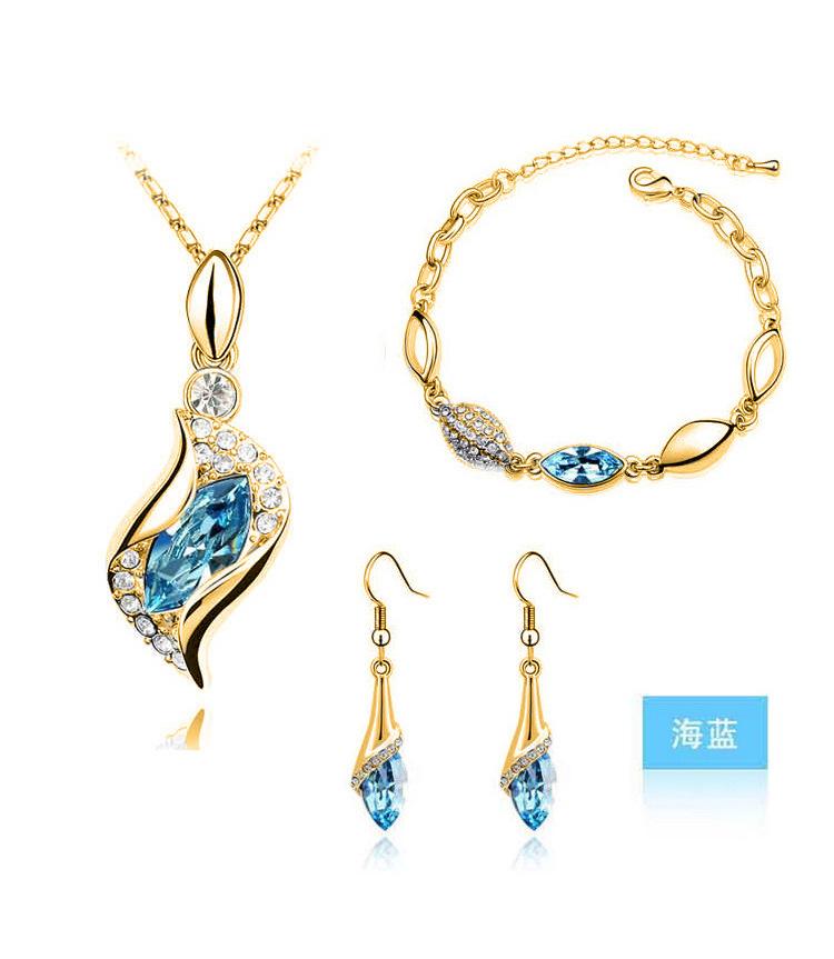 Новая Мода Кристальное Ожерелье Браслет Серьги Циркониевые Наборы для Женщин Conjuntos De Joyeria