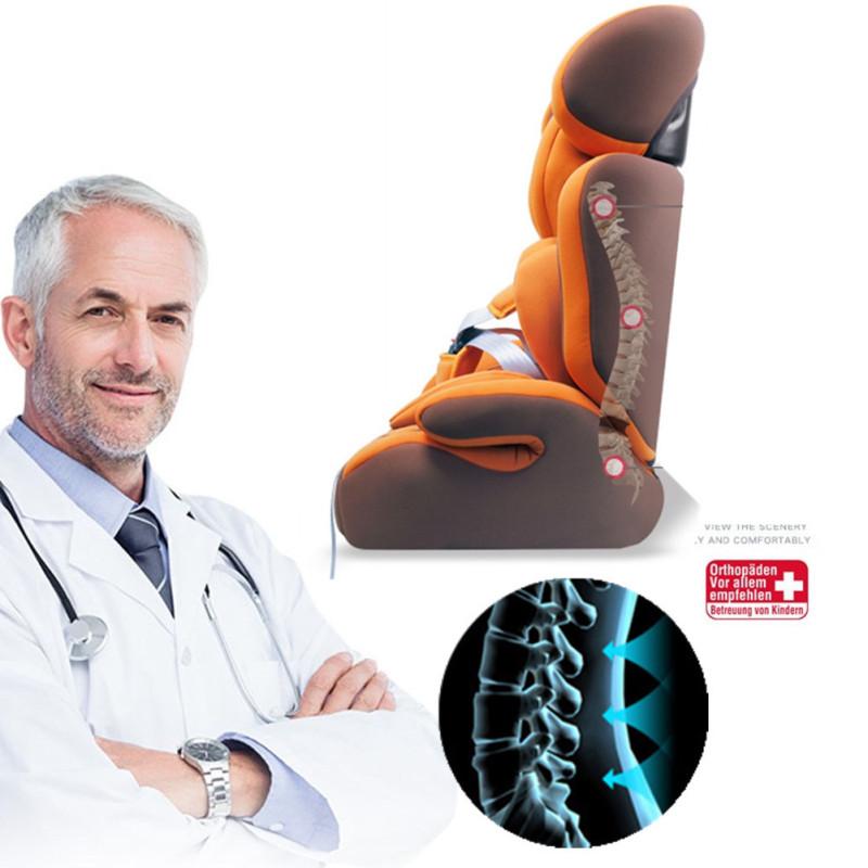 Детское автокресло от 9 месяцев до 12 лет с трикотажным тканевым чехлом