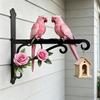 1Pc Metal Pink Wall Outdoor Hanger With Two Parrot Theme Design, Brightly Colored, Rust-Proof And Sun-Resistant, Comes With Mounting Screws, Very