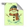 Retro Style Watercolor Snowman Wall Decals Glow in The Dark Stickers for Christmas Decor, Removable PVC Winter Soft Luminous Edge Decor Decals,