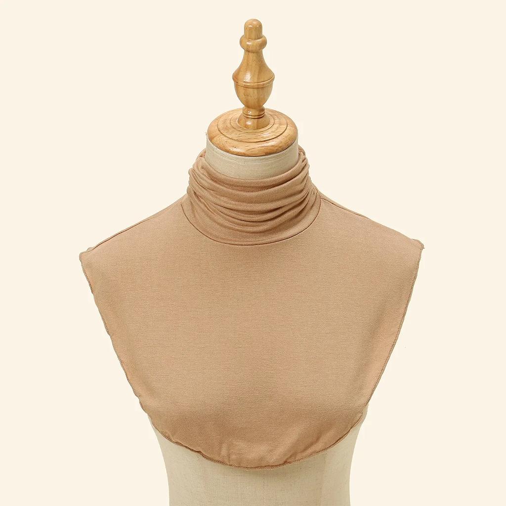 New Womens Muslim Modal Fake False Collar Islamic Hijab Extensions Turtleneck High Neck Cover Warmer Bright Solid Color Half Top