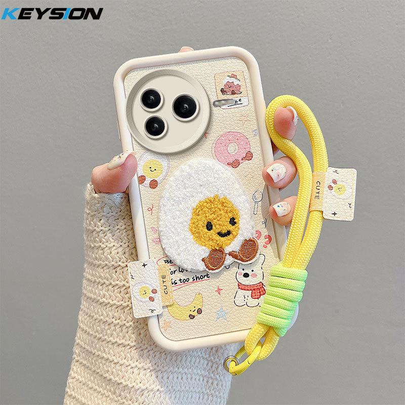 KEYSION Мультяшный милый плюшевый чехол с вышивкой для POCO F7 Ultra со шнурком, силиконовый противоударный чехол для телефона Xiaomi POCO F7 Pro