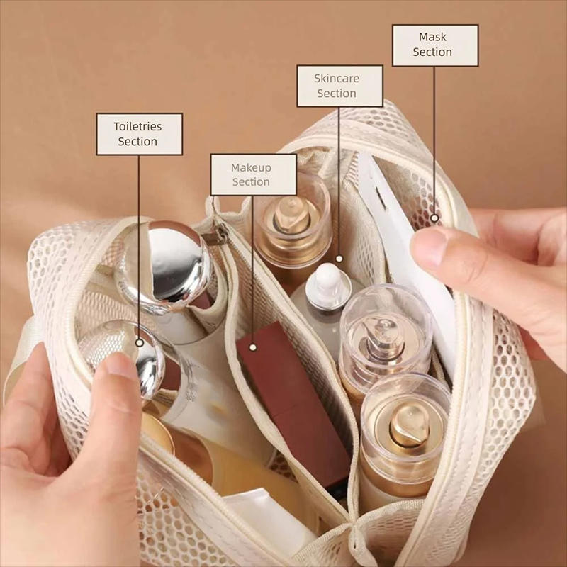 Модная повседневная сетчатая косметичка большой вместимости, ручная, многофункциональная, с отделениями, дорожная сумка для туалетных принадлежностей и хранения