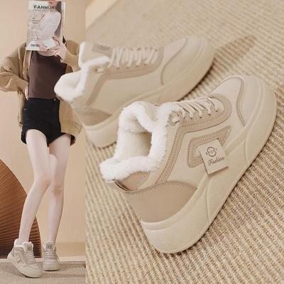 Плюс бархат высокие зимние белые женские повседневные хлопковые туфли в корейском стиле 2025 года, CY-8828