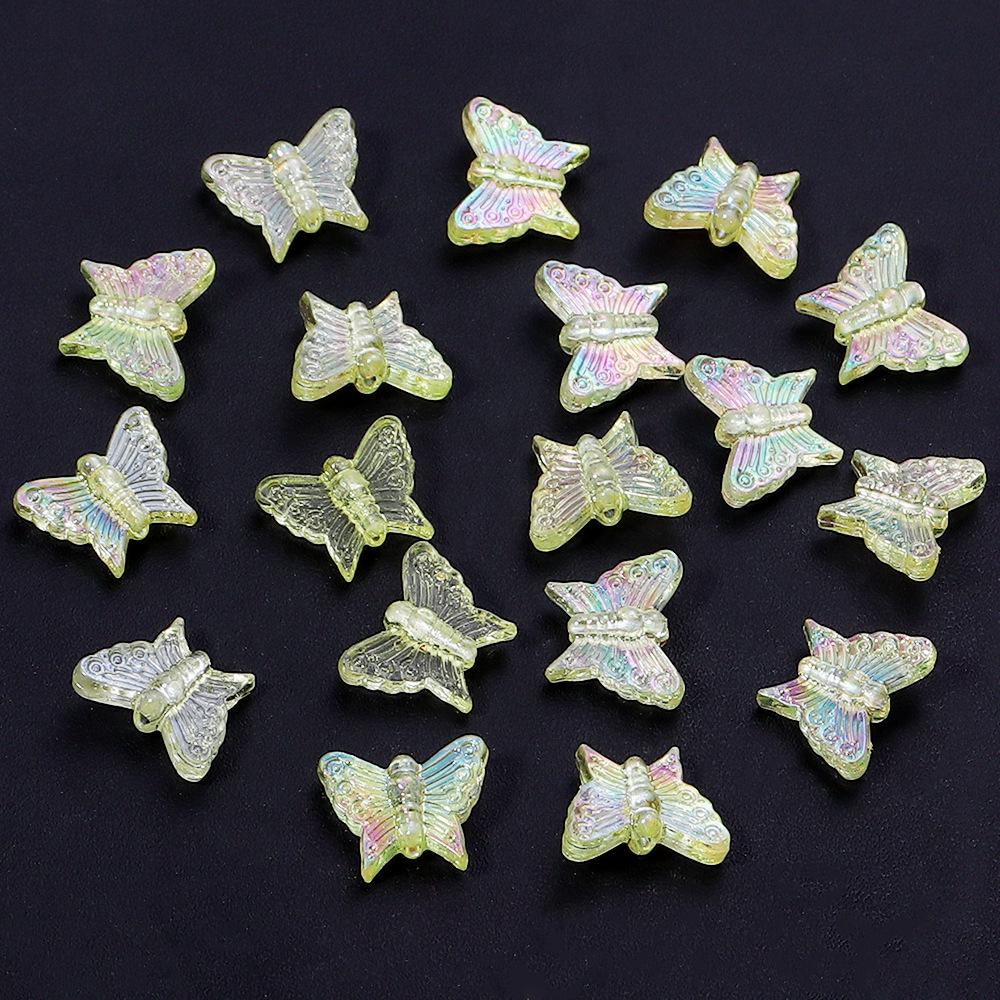 50-Pack Acrylic Colored Transparent Butterfly Beads for DIY Phone Chains