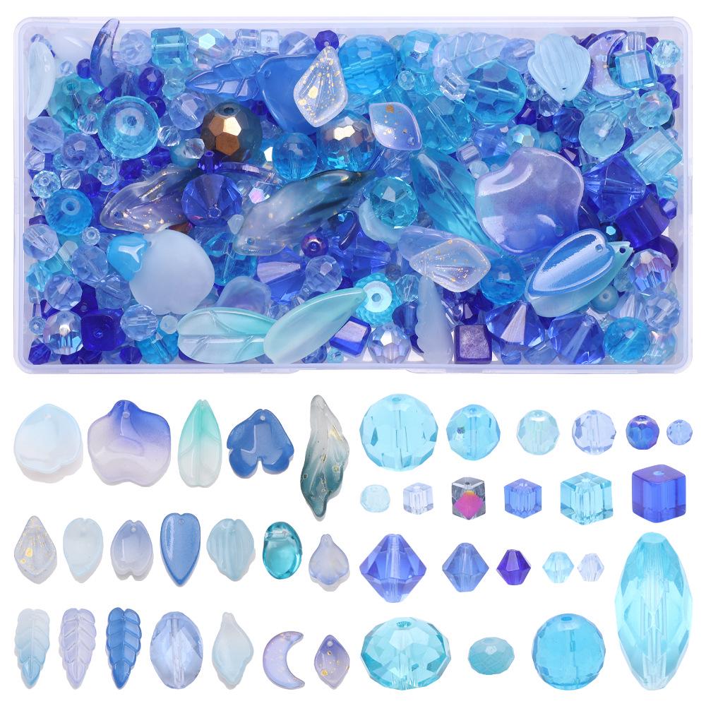 Красочный кулон из круглых стеклянных бусин в форме лепестка с маленьким листиком, набор для DIY